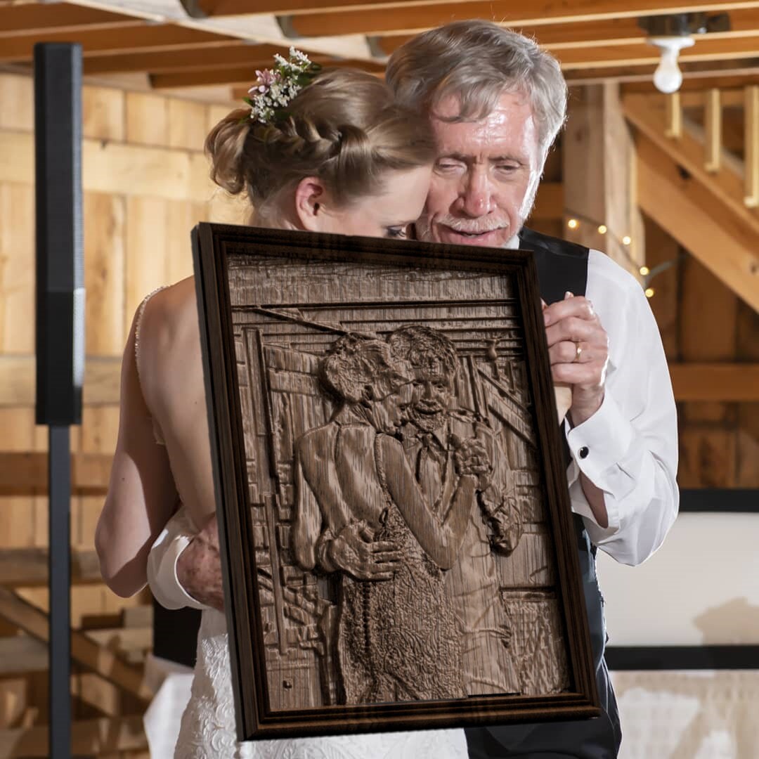 Custom 3D Portrait Photo Carving Engraving, wood relief carving, , personalized carved photo for Wedding Anniversary Birthday Valentines