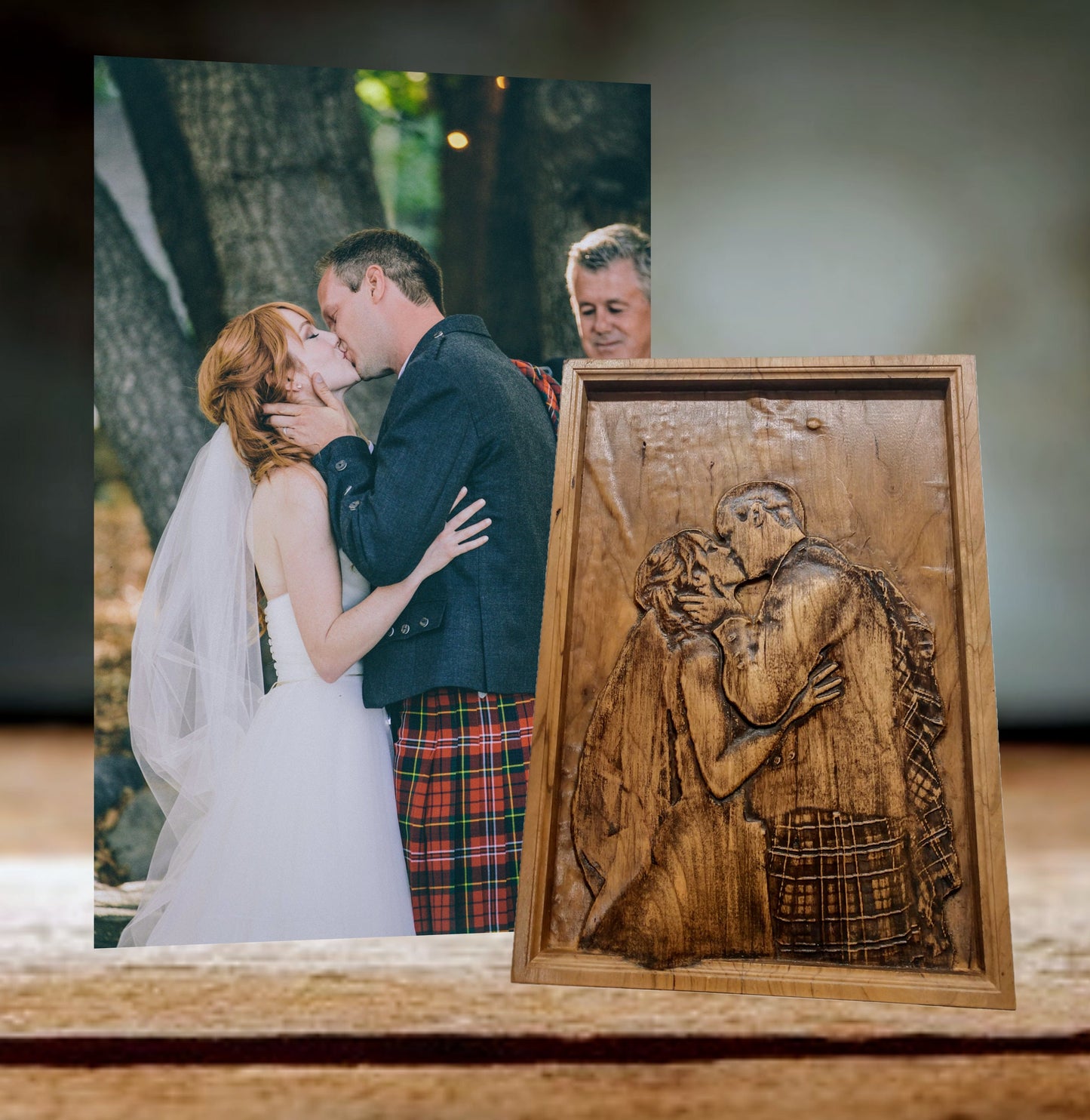 Custom 3D Portrait Photo Carving Engraving, wood relief carving, personalized carved photo Wedding Anniversary Birthday Valentine