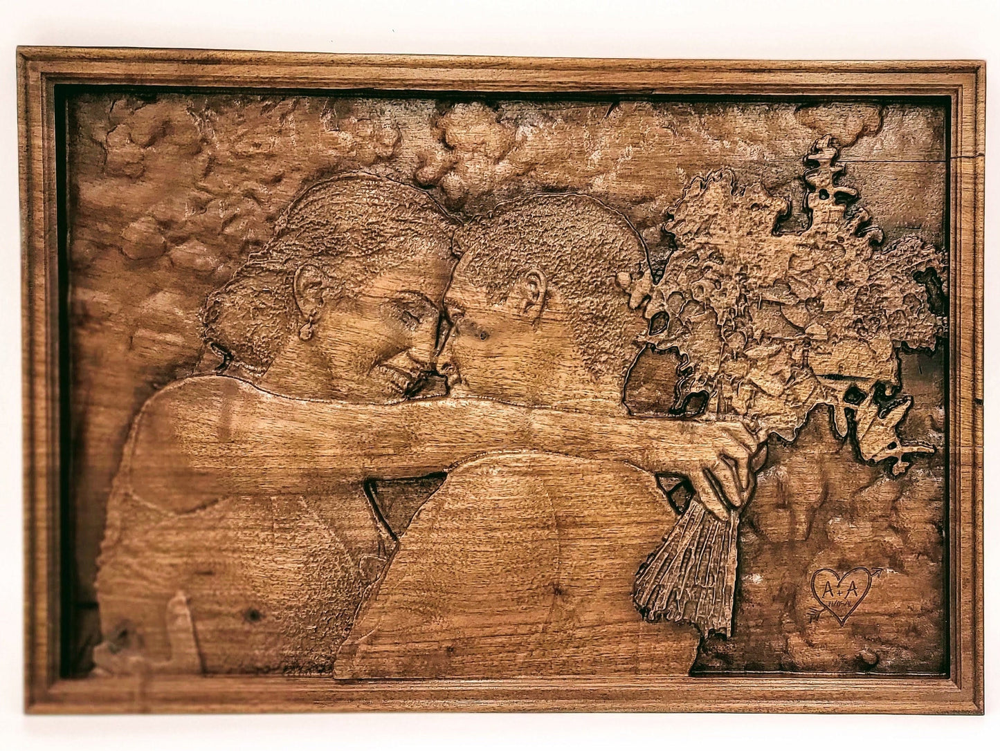 Custom 3D Portrait Photograph Carving, Digitally Sculpted, relief carving, personalized carved photo Wedding Anniversary Birthday Valentine