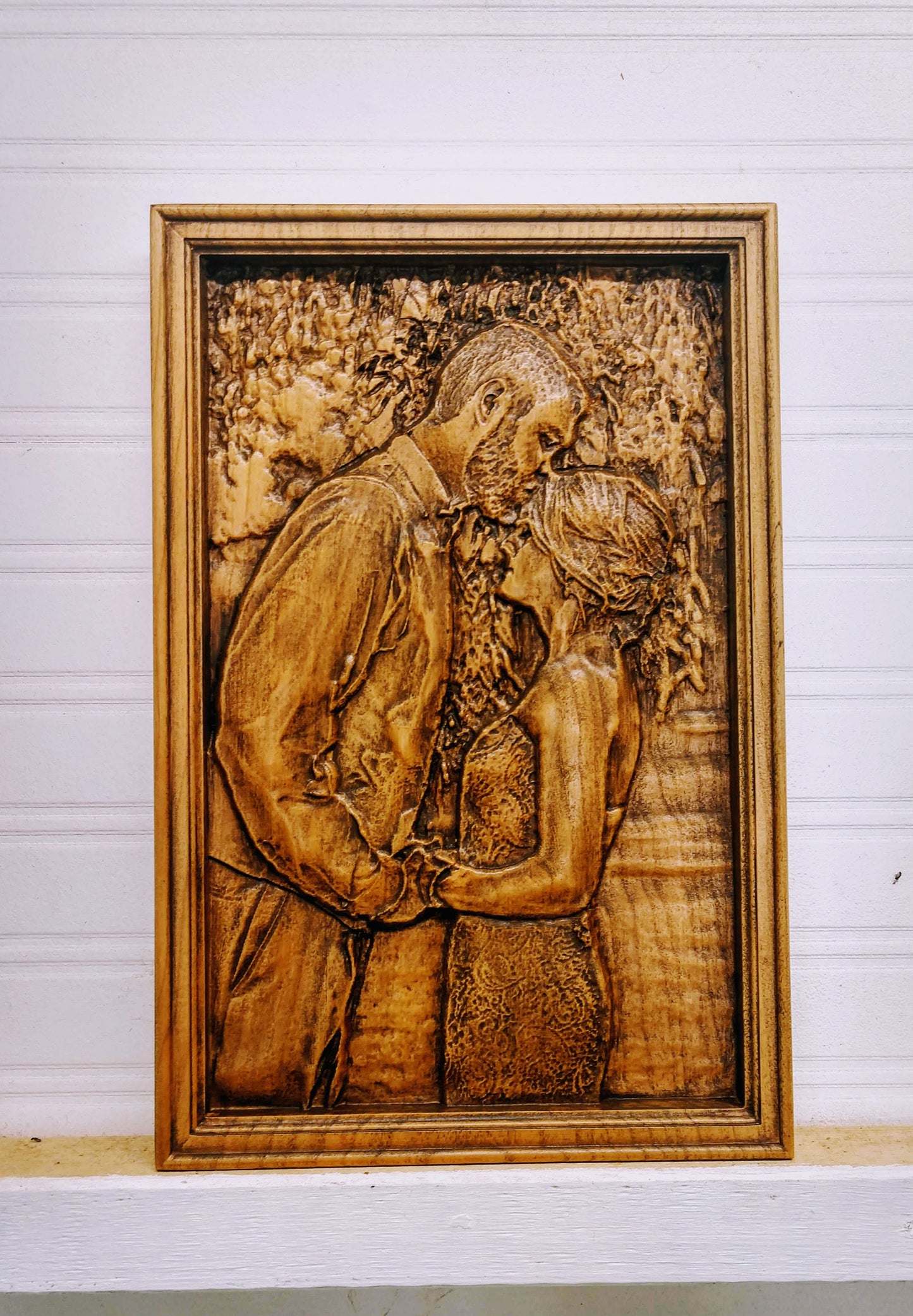 Custom 3D Portrait Photograph Carving, Digitally Sculpted, relief carving, personalized carved photo Wedding Anniversary Birthday Valentine