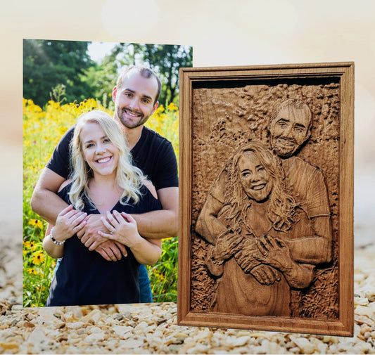 Custom 3D Portrait Photograph Carving, Digitally Sculpted, relief carving,  personalized carved photo Wedding Anniversary Birthday Valentine