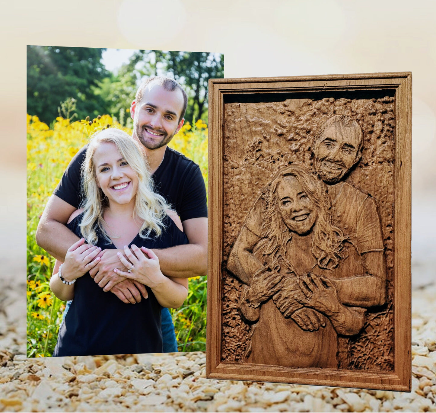 Custom 3D Portrait Photo Carving Engraving, wood relief carving, ,  personalized carved photo for Wedding Anniversary Birthday